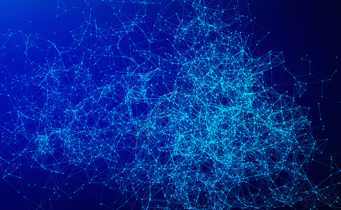 蓝色背景技术概念的数字据和网络连接三角线3d抽象图解图片