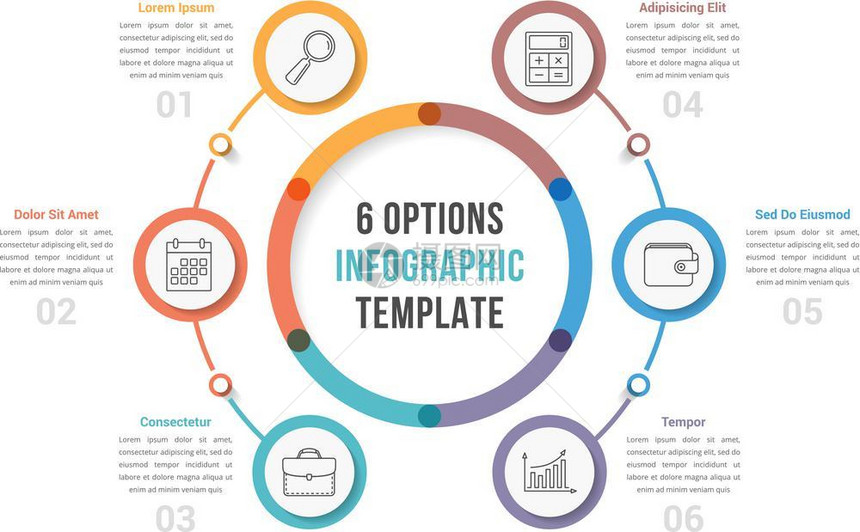 八种选项的圆形信息模板圆形信息模板包含八种选项工作流程或图矢量eps10插图图片