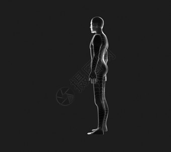 人类身体的侧面视图黑人造体侧面框架模型黑的未来技术概念中的人工智能3D插图人体的侧面视图黑3d插图背景图片