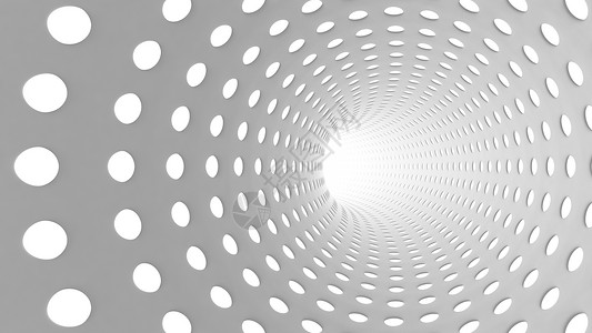 白色抽象隧道其中含有技术背景的空洞向灯光前进3D插图d背景图片