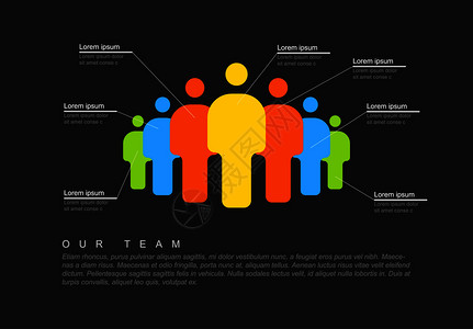 用于公司概况或等级体系的黑版计划黑版的人小组信息图表模板背景图片