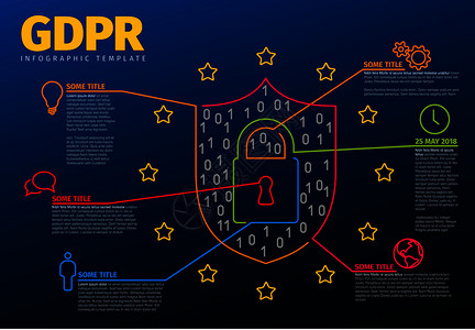 欧洲GDPGDPR概念传单信息模板图深蓝色版本欧洲GDPR概念传单模板图背景图片