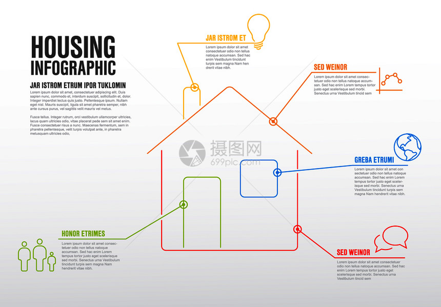 细线住房信息图模板供房地产机构使用细线住房信息图模板图片