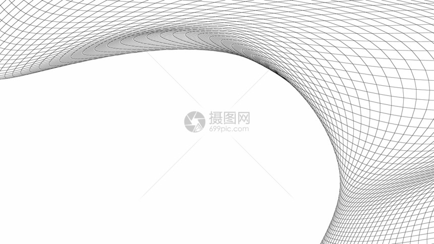 白色背景技术概念数字据和网络连接曲线3个抽象插图图片