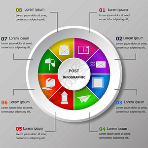 带有后图标库存矢量的Infographic设计模板图片