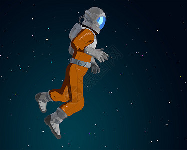 空间中的卡通宇航员3D插图图片