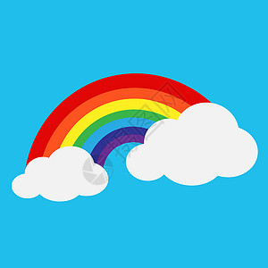卡通云彩带有云彩图标的虹背景