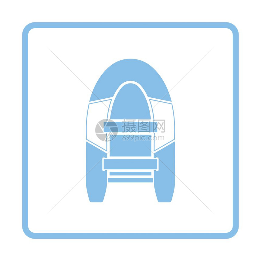 橡胶船的图标蓝色框架设计矢量插图图片