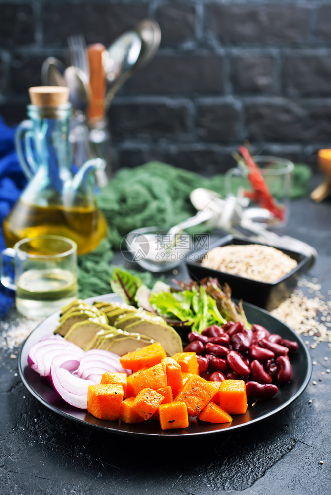 健康蔬菜布丁达碗午餐饮食物图片