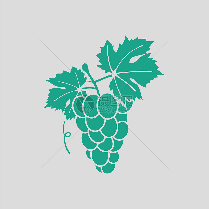 Grape的图标灰色背景绿矢量插图图片