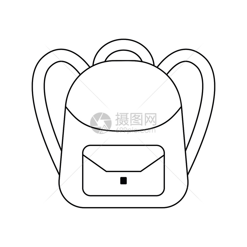 学校背包图标细线设计矢量插图图片