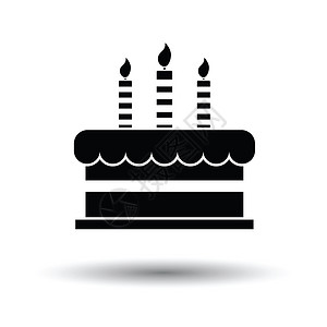 蜡烛图标政党蛋糕图标白色背景和影子设计矢量插图背景