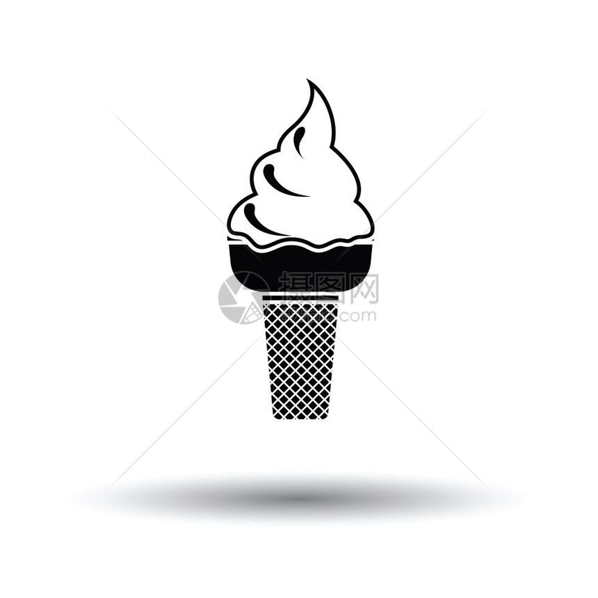 冰淇淋图标白色背景和影子设计矢量插图图片