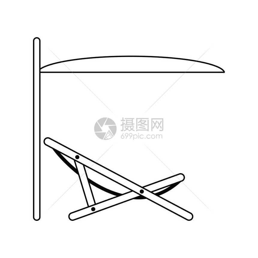 带伞的海滨对流线图标薄设计矢量图解图片