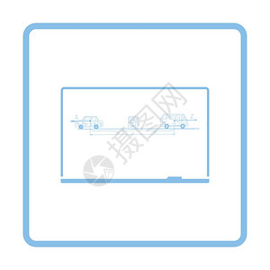 教室黑板图标蓝框架设计矢量插图图片