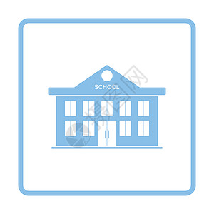 房子建筑图标学校建筑图标蓝色框架设计矢量图解背景