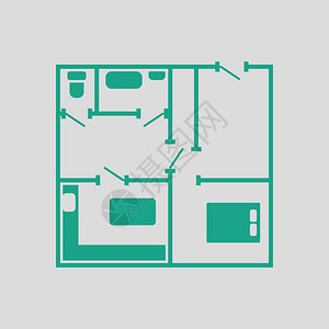 地图平面图矢量公寓平面图绿色的灰背景矢量插图背景