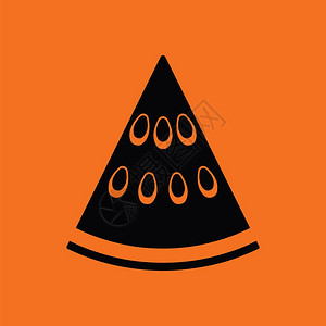 西瓜图标橙色背景黑矢量插图图片