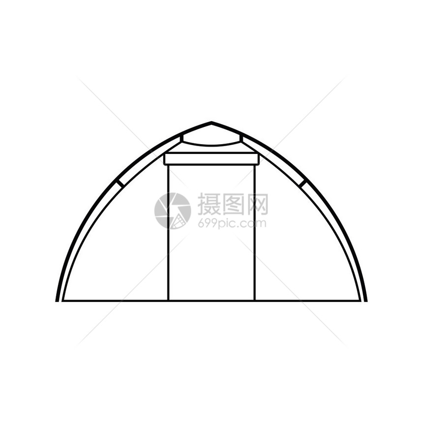 旅游帐篷图标细线设计矢量图示图片