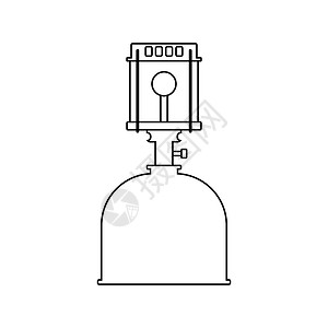 露营煤气燃烧灯图标薄线设计矢量插图图片