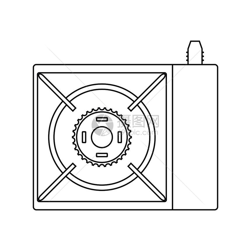 露营燃气炉的图标薄线设计矢量插图图片
