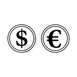 欧元图标硬币堆叠图标薄线设计矢量插图背景