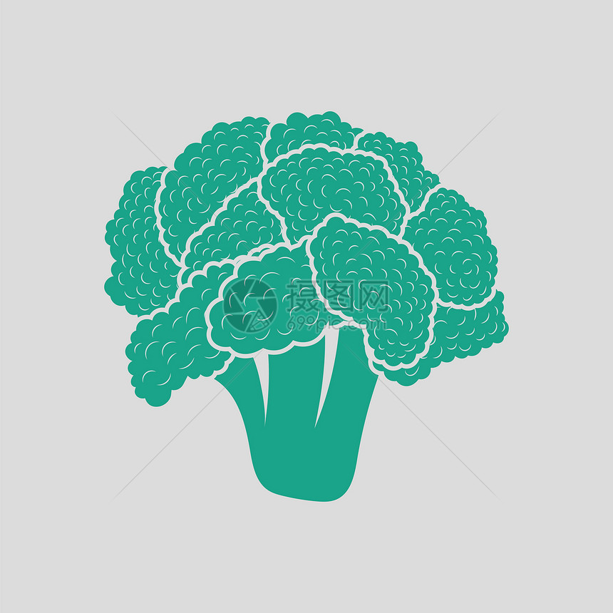 Cauliflower图标绿色的灰背景矢量插图图片