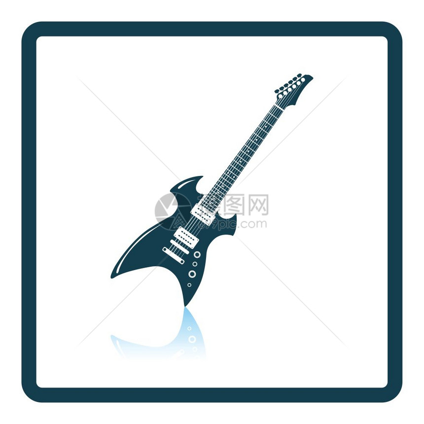 电子吉他图标影反射设计矢量插图图片