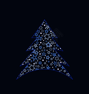 由星制作的圣诞树装饰品矢量插图圣诞贺卡快乐树装饰品图片