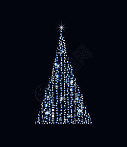 灯光上的圣诞树蓝底金色图片