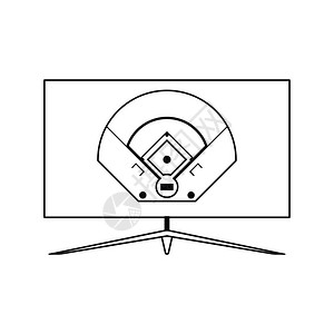 底球tv翻译图标细线设计矢量插图图片