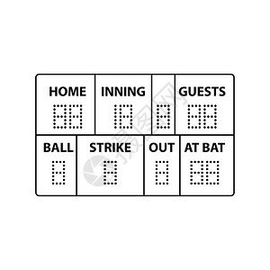 棒球记分板图标薄线设计矢量图解图片