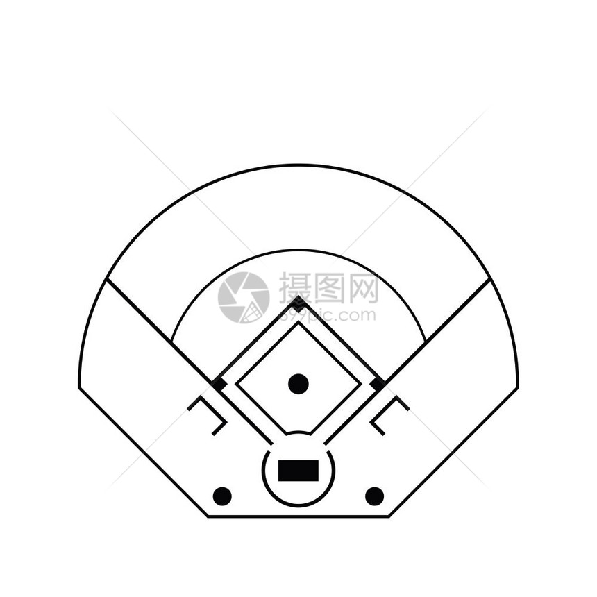 棒球场空中观察图标细线设计矢量图解图片