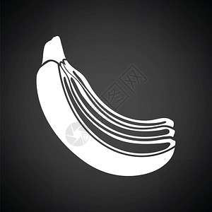 香蕉图标黑色背景白矢量插图背景