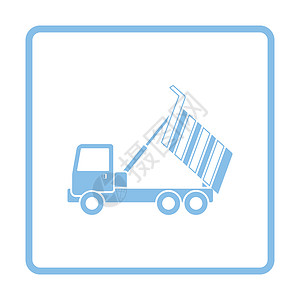 货物图标Tipper图标蓝色框架设计矢量插图背景
