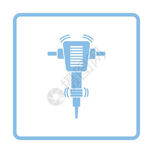 建筑大锤图标蓝色框架设计矢量插图图片