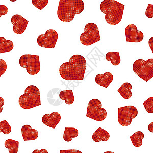 矢量心脏白色背景的红多边心脏无缝模式红多边心脏无缝模式背景