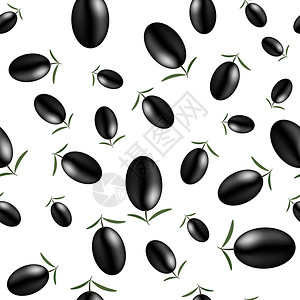 白色背景无缝模式黑色橄榄背景图片