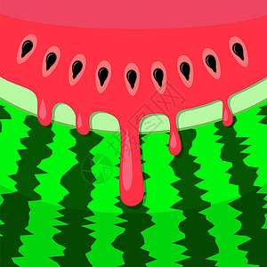 卡通三角西瓜带黑种子的新鲜天然西瓜模式背景