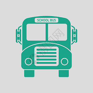 学校公交车图标绿色灰背景矢量插图图片