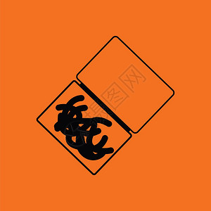 蠕虫容器图标黑色橙背景矢量插图图片
