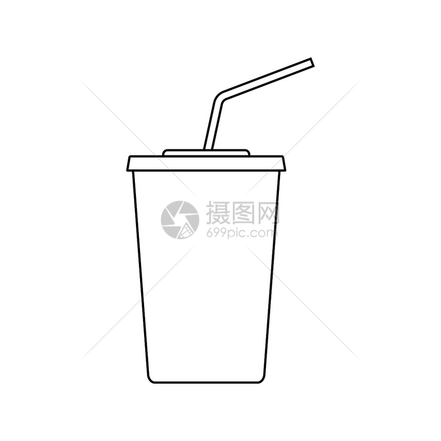 苏打水饮料图标薄线设计矢量插图图片