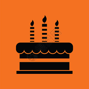 蜡烛图标政党蛋糕图标黑色橙背景矢量插图背景