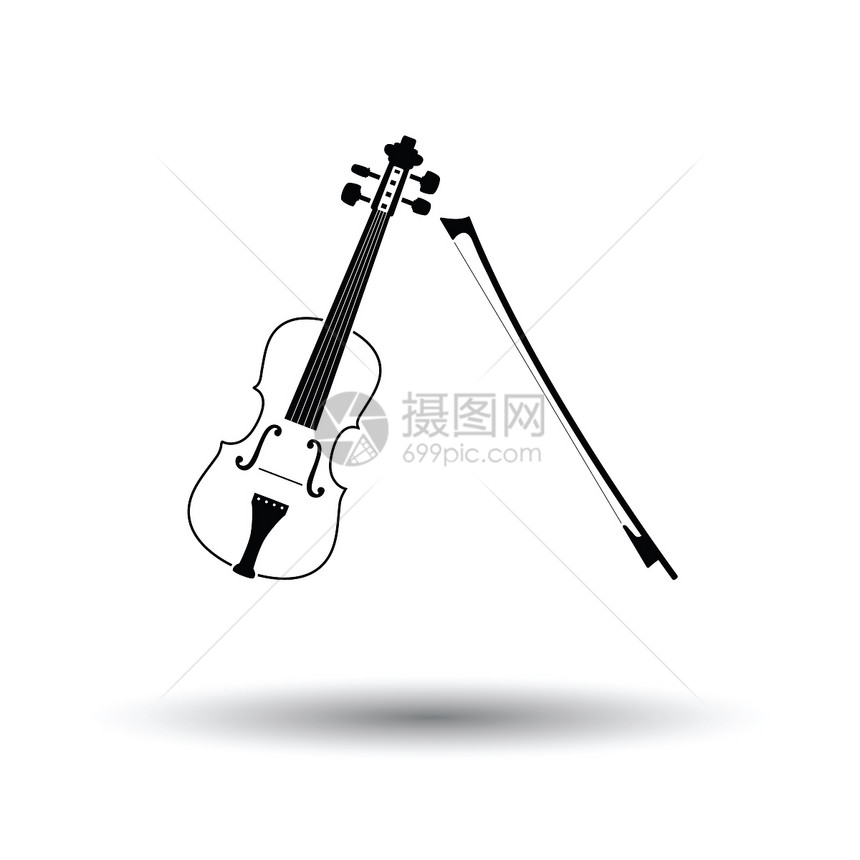 Violin图标白色背景带有影子设计矢量插图图片
