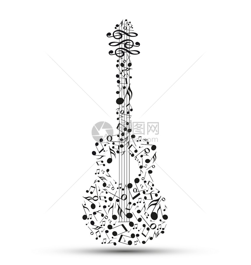 吉他形状的乐笔装饰图片