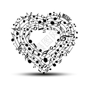 心脏形状以心脏的形状装饰音乐符插画