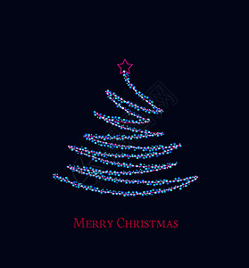 矢量插图蓝色背景的银圣诞树摘要金属灯光装饰圣诞树作为象征银色圣诞树插画