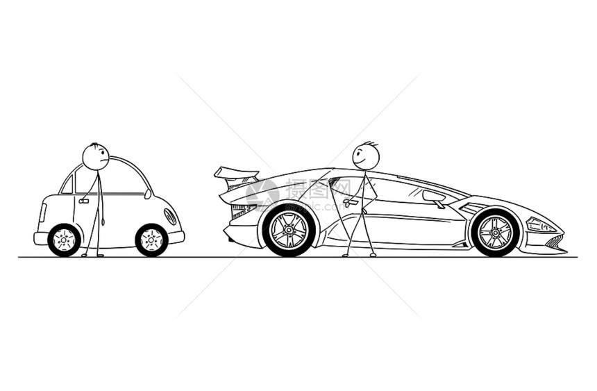 超级运动车汽车财富和贫穷的商业概念图片