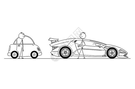 超级运动车汽车财富和贫穷的商业概念图片