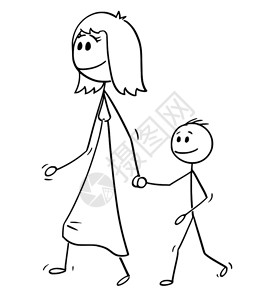 母亲与儿子一起行走并握着手的卡通画母亲与儿子一起行走并握着手的卡通画像母亲与儿子一起行走并握着手的卡通画像背景图片